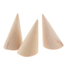 3pcs Unpainted Plain Cone Wooden Ring Jewelry Display Stand Organizer Holder