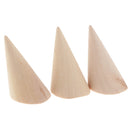 3pcs Unpainted Plain Cone Wooden Ring Jewelry Display Stand Organizer Holder