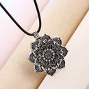 Vintage Talisman Lotus Flower Pendant Amulet Necklace Mens Jewelry