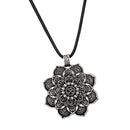 Vintage Talisman Lotus Flower Pendant Amulet Necklace Mens Jewelry