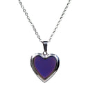 Love Heart Locket Gemstone Stainless Steel Pendant Photo Frame Color Change Necklace