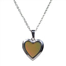 Love Heart Locket Gemstone Stainless Steel Pendant Photo Frame Color Change Necklace