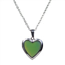 Love Heart Locket Gemstone Stainless Steel Pendant Photo Frame Color Change Necklace