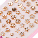 24 Pairs Assorted Crystal Flower Heart Star Mixed Earring Sets Wholesale