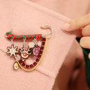 10 Pieces Safety Pins Fastening Clothing Sewing Jewelry Brooch Pin with 3 Loops for Dangle Drop Accessories
