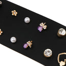 6 Pairs Crystal Pearl Ear Studs Heart Flower Shape Earrings For Women Girls