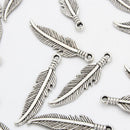 20Pcs Vintage Leaf Feathers Charms Beads Pendant Jewelry DIY Making Crafts