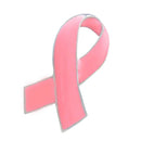 Pink Enamel Breast Cancer Awareness Charity Ribbon Brooches Pins Silver Edge