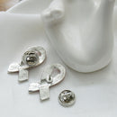 Pink Enamel Breast Cancer Awareness Charity Ribbon Brooches Pins Silver Edge