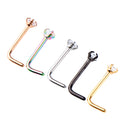 5 Pieces Hypoallergenic Stainless Steel L-Shaped Curved Nose Stud Rings Bar Piercing 20 Gauge