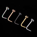 5 Pieces Hypoallergenic Stainless Steel L-Shaped Curved Nose Stud Rings Bar Piercing 20 Gauge