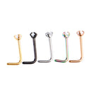 5 Pieces Hypoallergenic Stainless Steel L-Shaped Curved Nose Stud Rings Bar Piercing 20 Gauge