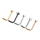 5 Pieces Hypoallergenic Stainless Steel L-Shaped Curved Nose Stud Rings Bar Piercing 20 Gauge