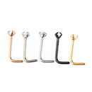 5 Pieces Hypoallergenic Stainless Steel L-Shaped Curved Nose Stud Rings Bar Piercing 20 Gauge