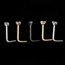 5 Pieces Hypoallergenic Stainless Steel L-Shaped Curved Nose Stud Rings Bar Piercing 20 Gauge