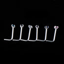 6 Pieces Assorted Color Rhinestone Stainless Steel L-shaped Nose Stud Rings Helix Bar Piercing 20g