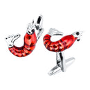 3D Red Shrimp Lobster Animal Brass Cufflinks Funny Mens Cuff Links Jewelry