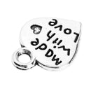 20 Pieces Pack Made with Love Carving Heart Charms Pendant Earring Bracelet Dangle Beads DIY Findings Accessories