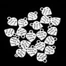 20 Pieces Pack Made with Love Carving Heart Charms Pendant Earring Bracelet Dangle Beads DIY Findings Accessories