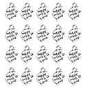 20 Pieces Pack Made with Love Carving Heart Charms Pendant Earring Bracelet Dangle Beads DIY Findings Accessories