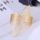 Alloy Metal Feather Bracelet Smooth Hollow Hoop Open Ended Wide Cuff Bangle