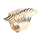Alloy Metal Feather Bracelet Smooth Hollow Hoop Open Ended Wide Cuff Bangle