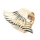 Alloy Metal Feather Bracelet Smooth Hollow Hoop Open Ended Wide Cuff Bangle