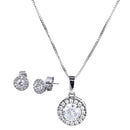 Elegant Women Zircon Jewelry Set Rhinestone Pendant Necklace Stud Earrings