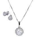 Elegant Women Zircon Jewelry Set Rhinestone Pendant Necklace Stud Earrings
