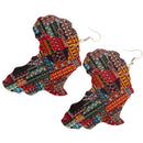 Color Ethnic Natural wooden African Map Tribal Club Lady Women Drop Dangle Earrings Costume Party Jewelry