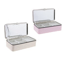 Multi-layer Cute PU Leather Portable Jewelry Storage Display Case Box Beige
