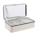 Multi-layer Cute PU Leather Portable Jewelry Storage Display Case Box Beige