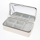 Multi-layer Cute PU Leather Portable Jewelry Storage Display Case Box Beige