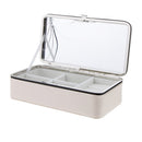 Multi-layer Cute PU Leather Portable Jewelry Storage Display Case Box Beige