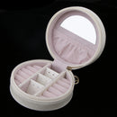 Multi-layer PU Leather Portable Jewelry Storage Display Case Box Light White