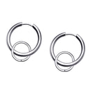 1 Pair Stainless Steel Hip Hop Silver Color Double Loops Dangle Earrings Piecring