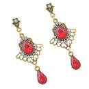 Women's Red Crystal Rhinestone Chandelier Earrings Bridal Jewelry Earrings