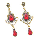 Women's Red Crystal Rhinestone Chandelier Earrings Bridal Jewelry Earrings