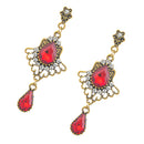 Women's Red Crystal Rhinestone Chandelier Earrings Bridal Jewelry Earrings