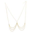 Gold Tone Bikini Bra Top Body Chest Link Chain Harness Bra Necklace Summer Beach Body Jewelry