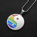 Stainless Steel Rainbow Pride Yin Yang Pendant Ball Chain Necklace LGBT Gay Lesbian Jewelry