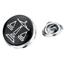 Round Black Badge Collar Pin Justice Scale Pattern Men Women Shirt Brooch Wedding Party Decoration Jewelry