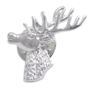 High Polished Brass Silver Polished Elk Deer Head Collar Lapel Pin Badge Christmas Gift Mens Shirt Brooch