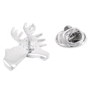 High Polished Brass Silver Polished Elk Deer Head Collar Lapel Pin Badge Christmas Gift Mens Shirt Brooch