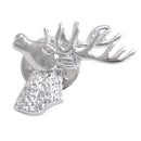 High Polished Brass Silver Polished Elk Deer Head Collar Lapel Pin Badge Christmas Gift Mens Shirt Brooch