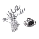 High Polished Brass Silver Polished Elk Deer Head Collar Lapel Pin Badge Christmas Gift Mens Shirt Brooch
