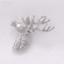 High Polished Brass Silver Polished Elk Deer Head Collar Lapel Pin Badge Christmas Gift Mens Shirt Brooch