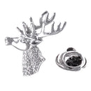 High Polished Brass Silver Polished Elk Deer Head Collar Lapel Pin Badge Christmas Gift Mens Shirt Brooch