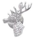 High Polished Brass Silver Polished Elk Deer Head Collar Lapel Pin Badge Christmas Gift Mens Shirt Brooch