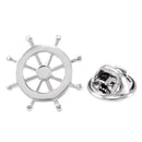 Silver Brass Nautical Ship Steering Wheel Collar Lapel Badge Marine Charms Fashion Women Mens Shirt Pin
